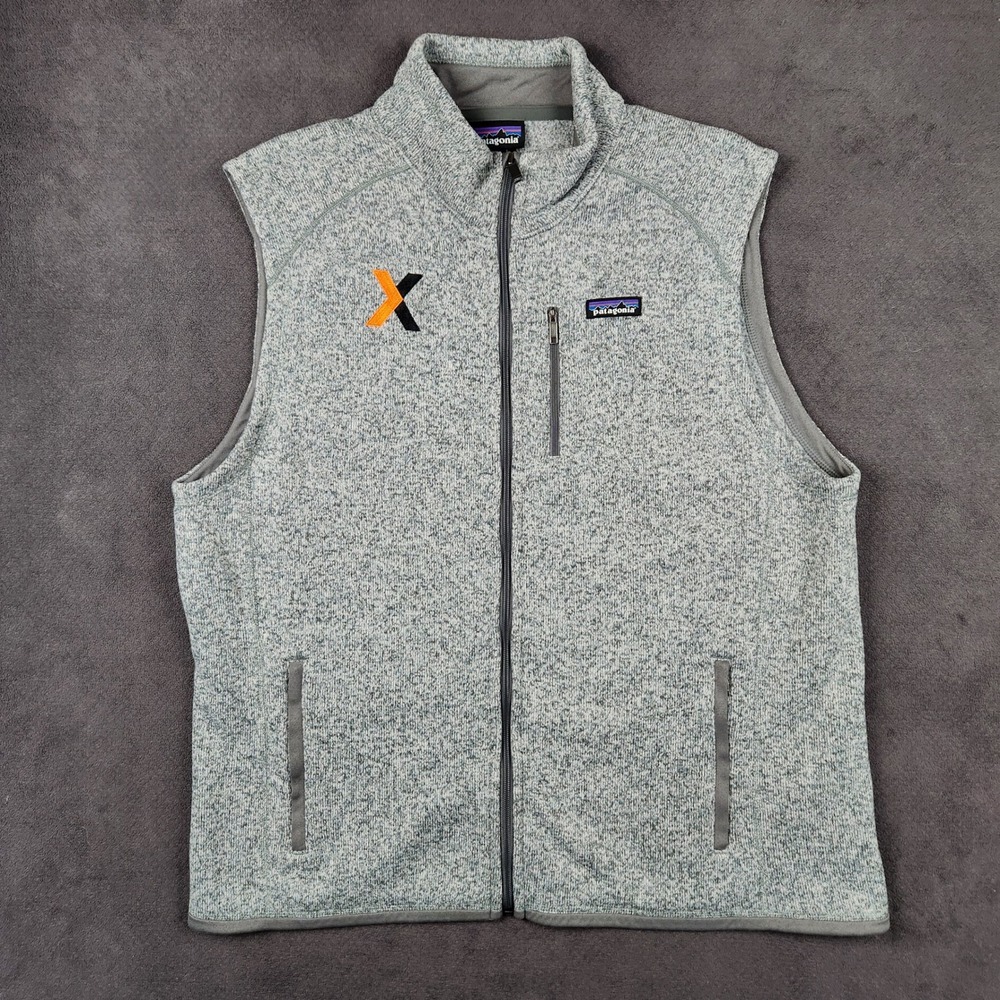 Patagonia Better Sweater Vest Mens XXL Gray Full Zip Fleece 25881 Corporate Logo